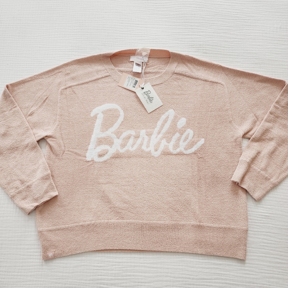 Barbie Barefoot Dreams CozyChic Sweatshirt Pullover Sz L NWT - Picture 5 of 7